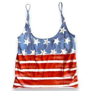 🪩4/$20!! 4th of July Stars and Stripes Tank Top Crop Top Small 🪩4/$20!!